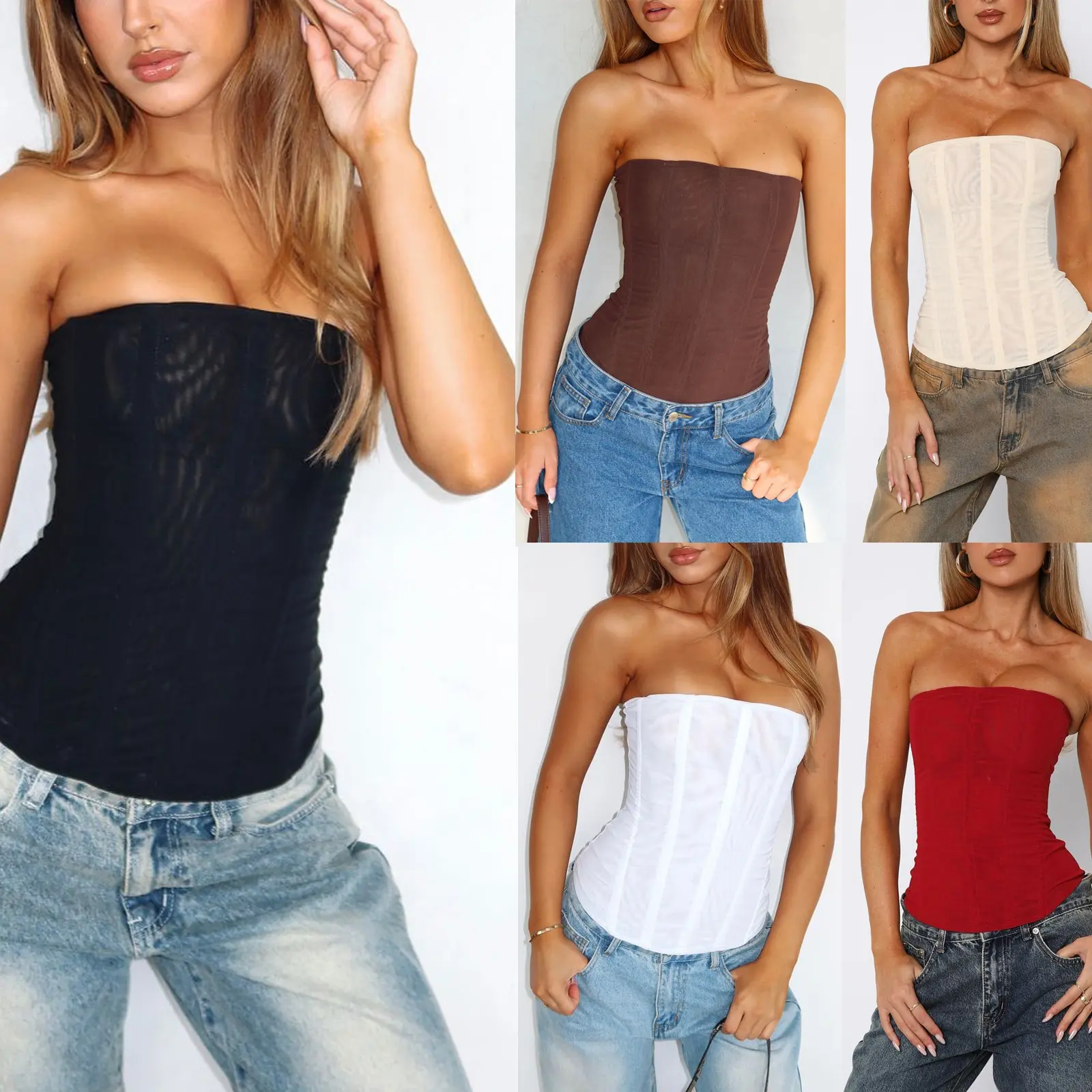 Women's Y2K Vintage Strapless Boned Bustier Corset Top Renaissance Shapewear Bodyshaper Elegant Tube Top Costume