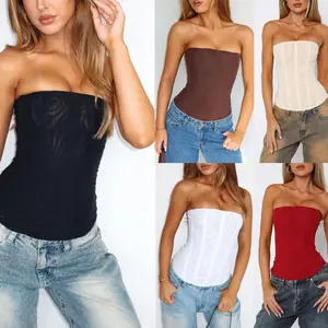 Women's Y2K Vintage Strapless Boned Bustier Corset Top Renaissance Shapewear Bodyshaper Elegant Tube Top Costume