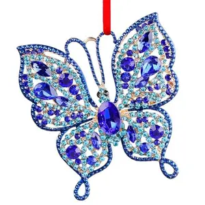 Blue Butterfly Christmas Ornaments - 2024 Metal Monarch Butterfly Keepsake Christmas Tree Decorations Butterfly Christmas Ornaments Gifts for Girl Friend Daughter Sister Mother Granddaughter