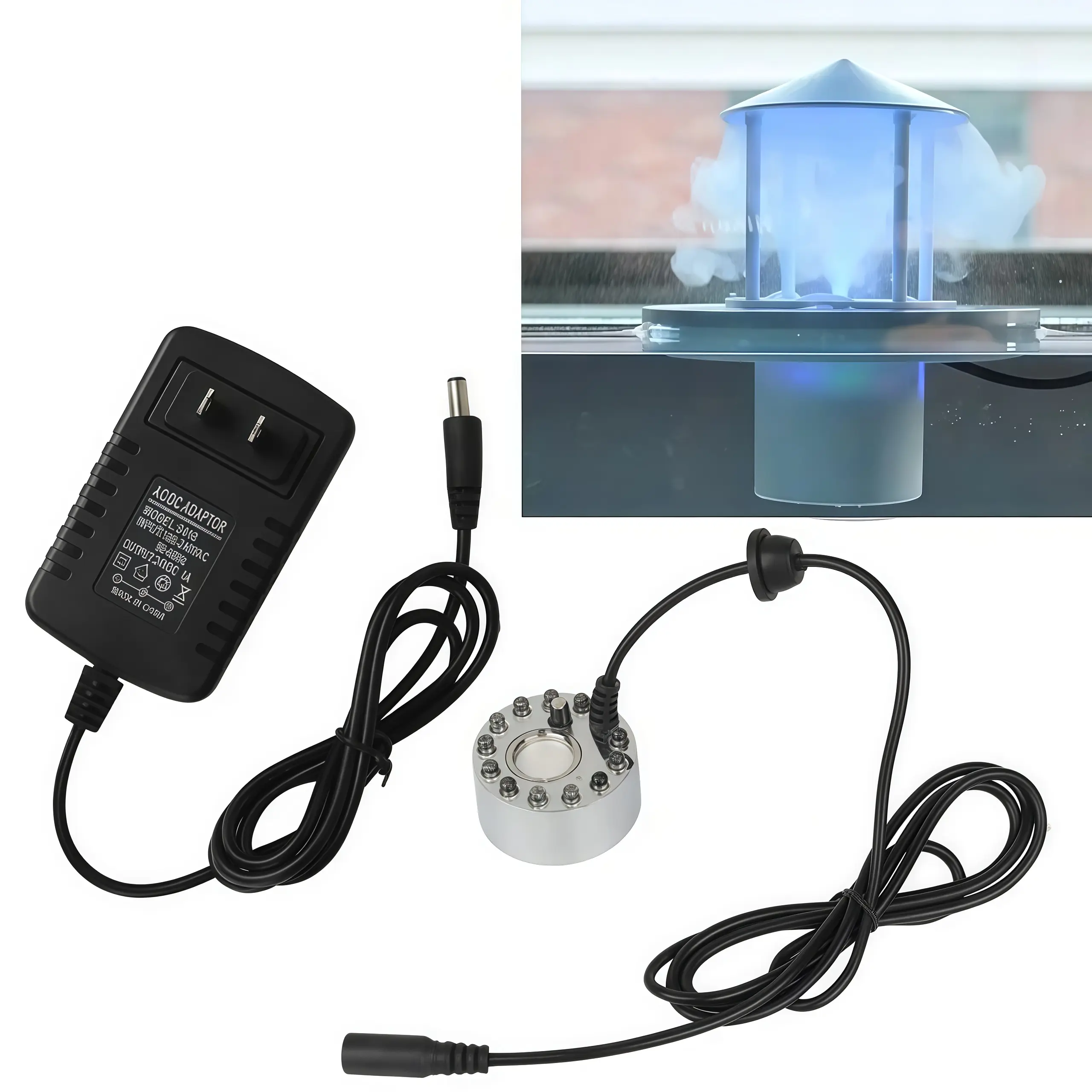 12-LED Ultrasonic Fog Machine with Waterproof Frame, Cooling Mist Humidifying Function, Aquarium Pet Fish Supply, Creates Serene Atmosphere, Adds Mist for Halloween Decorations, Terrariums, 12 Led Lights