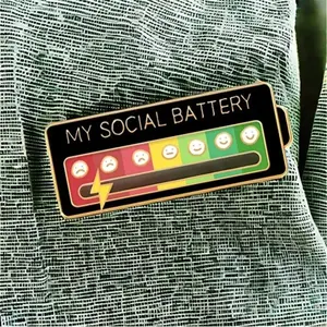 Social Battery Pin - 2 Pack Slider Pins for Introverts, Funny Interactive Mood Pins for Jackets & Backpacks - Novelty Cowboy Accessories for Men, Cute Gifts for Girlfriend, Wife, Her [Novelty Accessories]