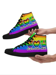 Women's Rainbow Print Lace Up Front Sneakers, Casual Comfortable Shoes for Daily Wear, Gym Training Sport Walking Shoes, Graphic Print Sneakers