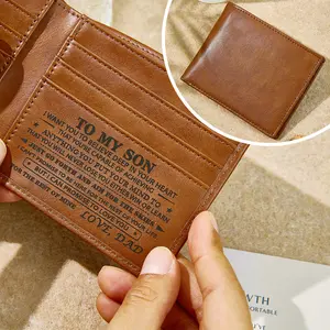 Personalized Engraved Wallet for Son Leather Wallet with Unique Engravings Birthday Gift for Son Back to School Supplies
