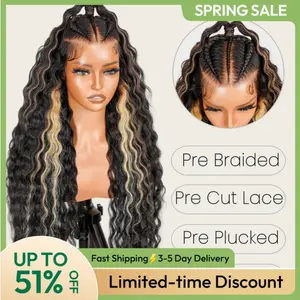 [Spring Must Have] Asteria Hair 13x6 Lace Frontal Wig with Highlights New Deep Wave Curls Pre Cut Lace Human Hair Wigs Stylist Friendly Wig #GetReadyforFashionWeek