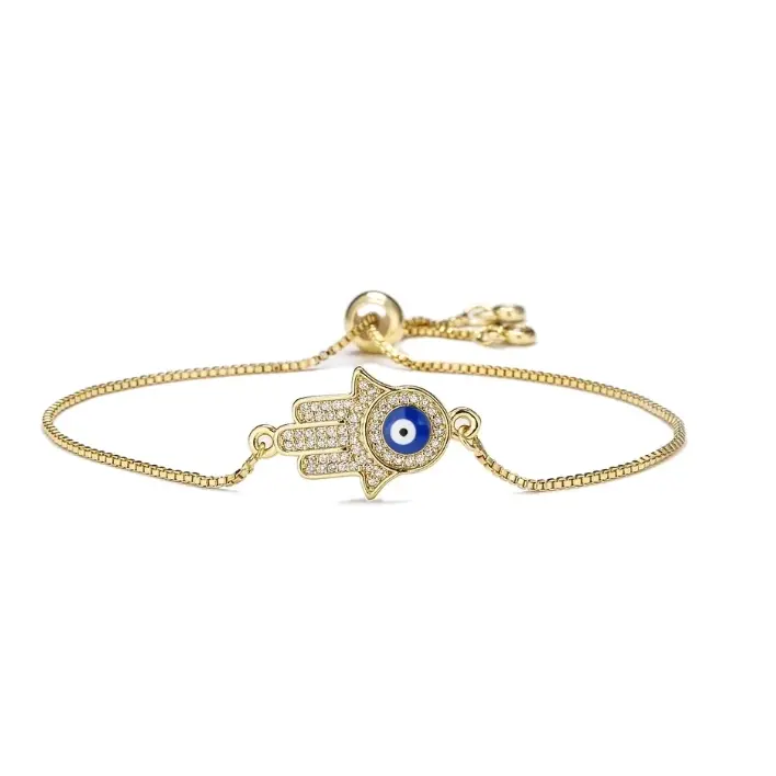 Golden Hamsa with Lucky Eye Bracelet