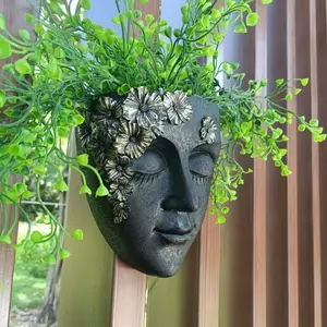 Modern Face-Shaped Wall-Mounted Planter, Resin Face Plant Pot, Elegant Outdoor Garden Decor, Easy Installation, Spring Home Decoration, Resin Flower Pot, Home Decor Pots, Wall Plant Holder
