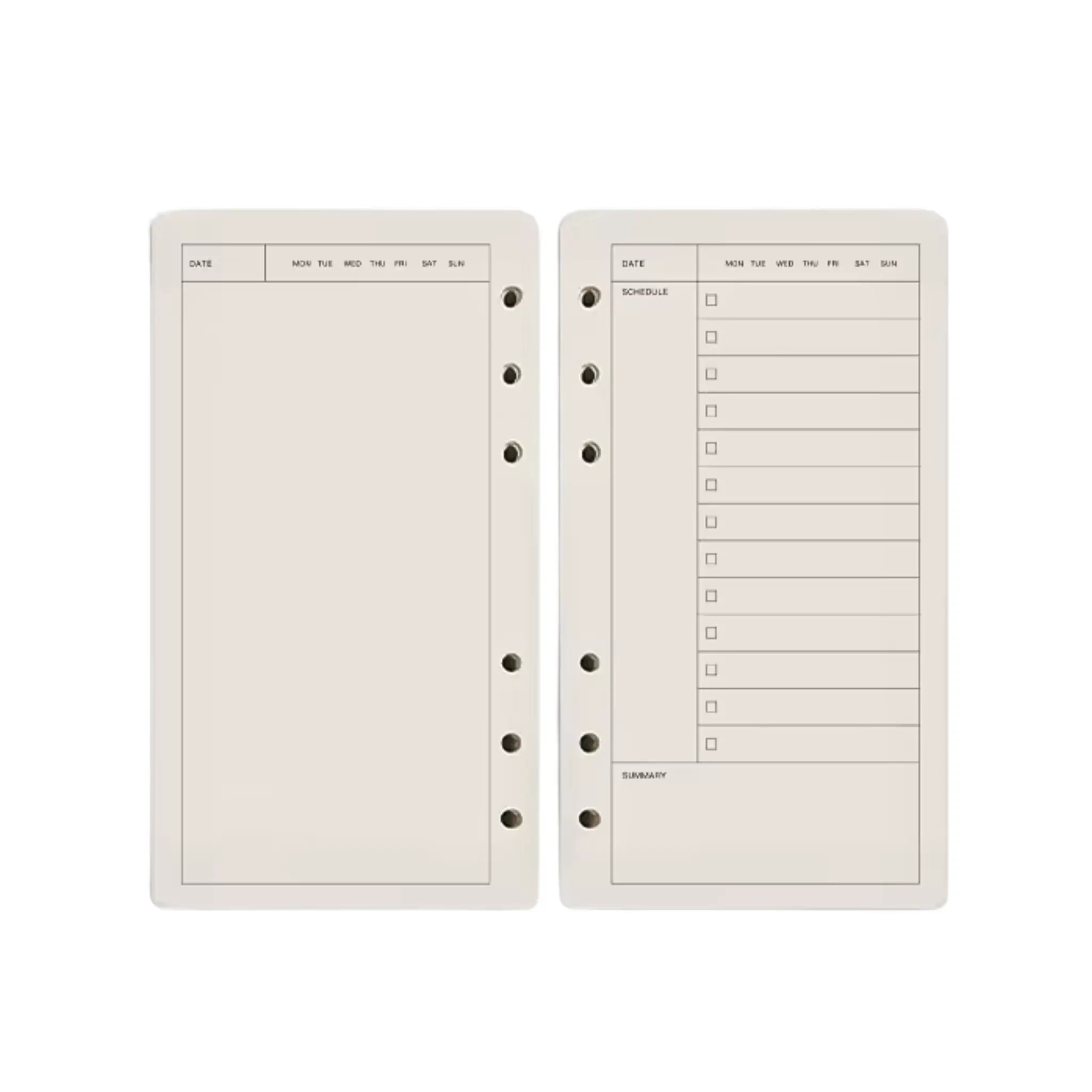 Personal Size To-Do List Inserts - Cream Paper, Rounded Corners, Double-Sided, 40 Pages Total, Clean Layout for Daily Task Planning & Productivity