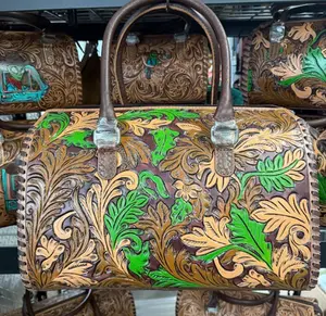 Genuine hand tooled & painted speedy bag- Floral camo