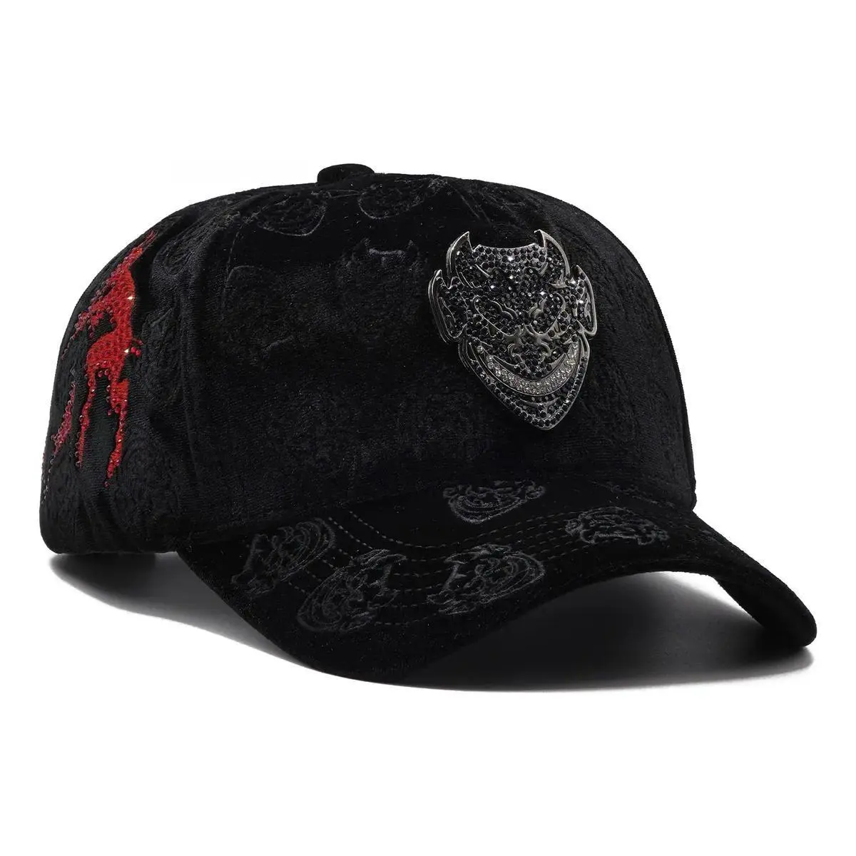 Soft Velvet Baseball Cap, Curved Brim Design, Adjustable Size, Chucky Hats Lucifer Theme
