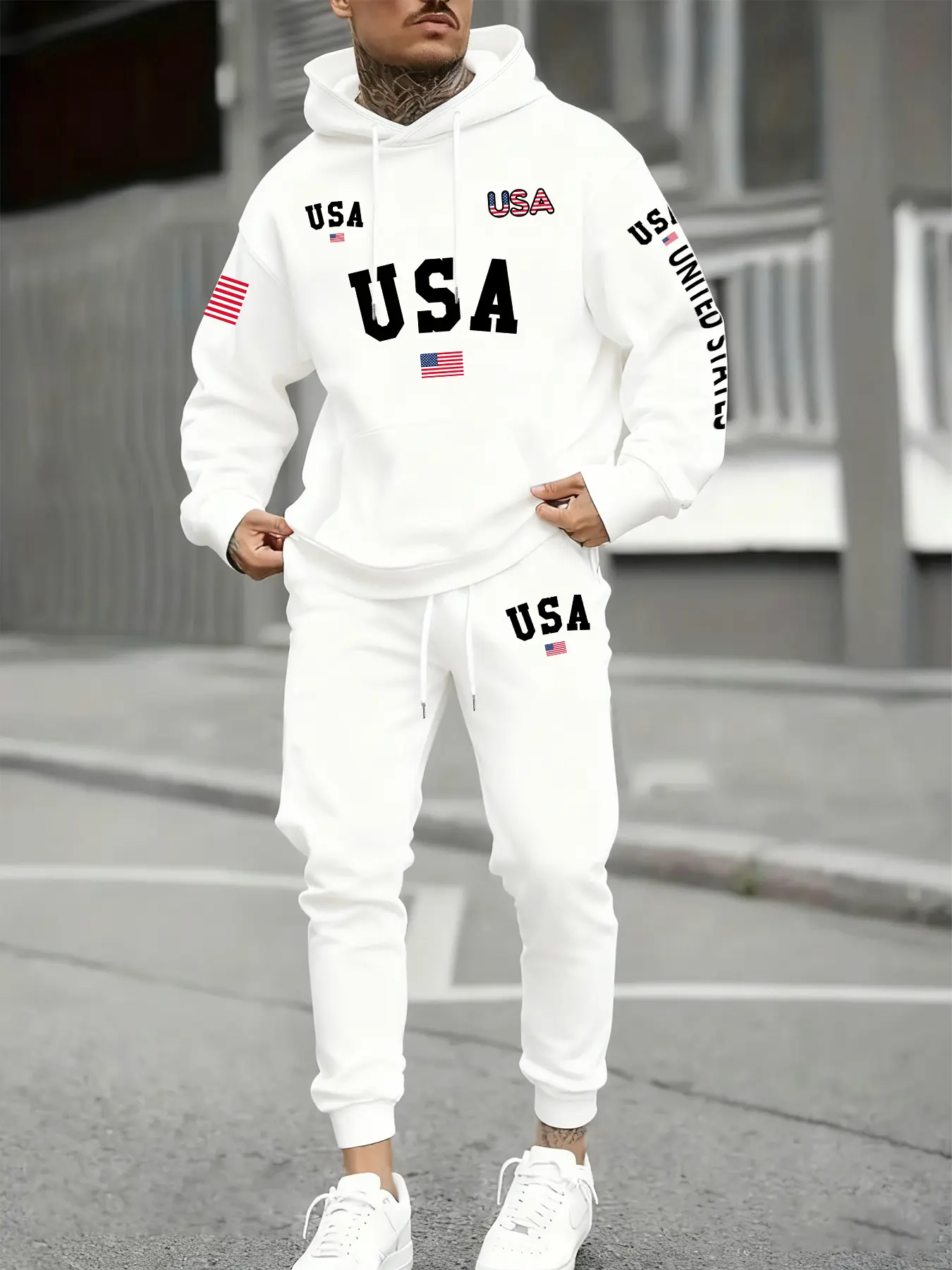 Men's Casual Letter Graphic Loose Hoodie Co Ord Set, Sweat, Comfortable Long Sleeve Top and Elastic Waist Drawstring Pants, Loose Pant Sets, Fall & Winter Outdoor Wear