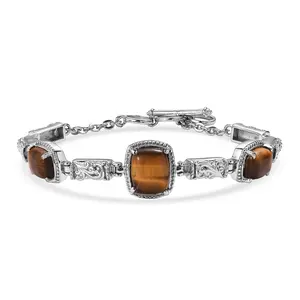 Tigers Eye 12.65 ctw Bracelet in Stainless Steel 7.00 In