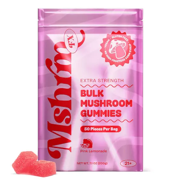 MshrmFX Bulk Mushroom Gummies - Pink Lemonade | 50 Gummies For Enhanced Energy & Focus