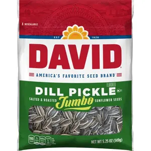 3x David Jumbo Dill Pickle Sunflower Seeds Tangy Snack - Crunchy Seeds Munchies Tasty Treats 5.25oz