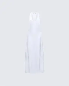 Dessa White Satin Racer Detail Maxi Dress