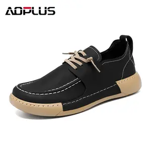 AOPLUS Men’s Business Casual Sneakers – Black Minimalist Low-Top Shoes, Round Toe Lightweight Comfort, Non-Slip Flatform Design for Summer & Fall Daily Wear