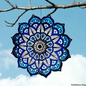 3D Rotating Wind Spinner With Mandala Butterfly Pattern, Metal Art Craft Decor, Dynamic Spinning Design, Suitable For Outdoor Yard Garden Patio And Home Hanging Decoration