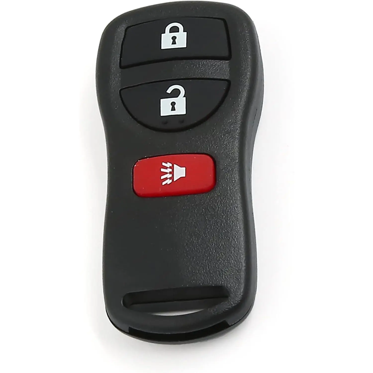 3-Button Keyless Entry Remote Key Fob Clicker - Replacement Transmitter with Lock/Unlock for Nissan Sentra 2007-2012, Part Number 28268-C991C, Plastic/Metal Black Car Key Accessory