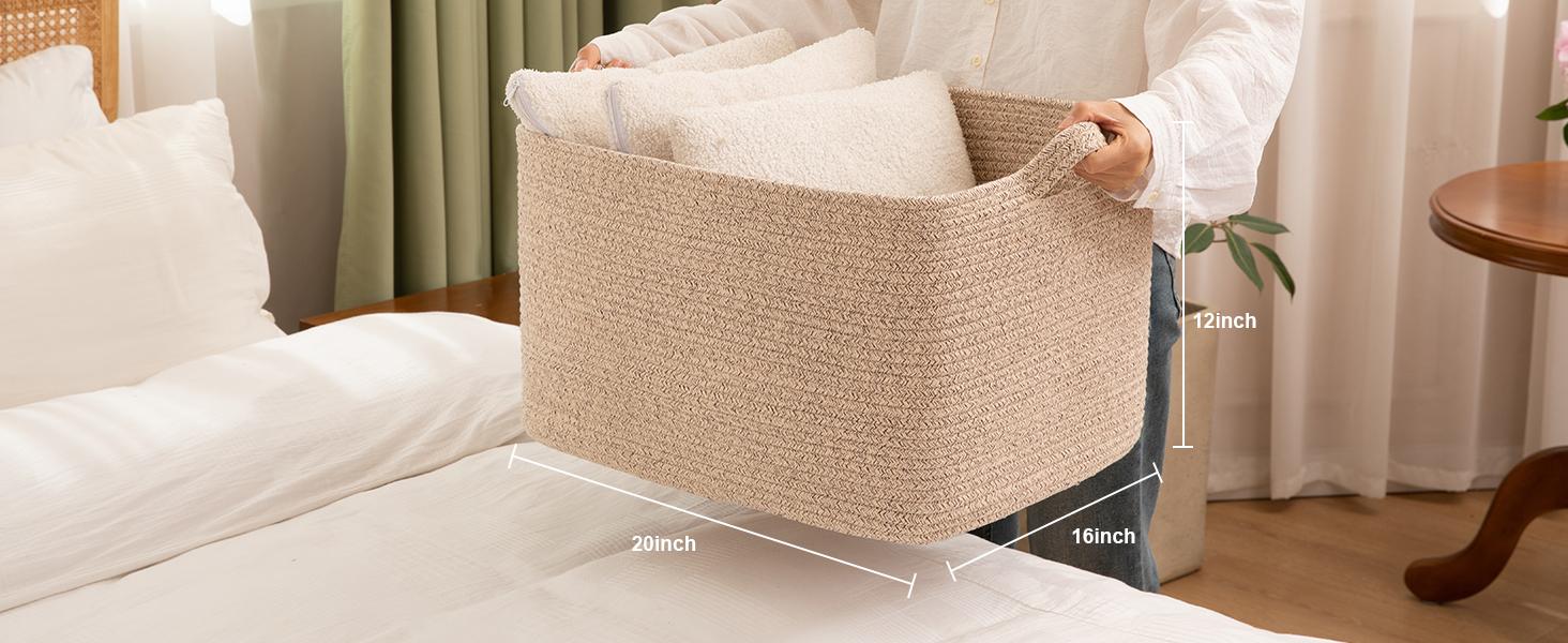 65L Large Cotton Rope Woven Blanket Storage Basket for Baby Room and Living Room Organiser 65L Large Cotton Rope Woven Blanket Storage Basket for Baby Room and Living Room Organiser