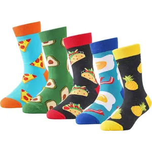 QQC-L-SOK047   Crazy Socks for Kids Boys Socks 10-12 Years Old Silly Funny School Dress Socks 6-8 Fun Pizza Socks Birthday Christmas Gift