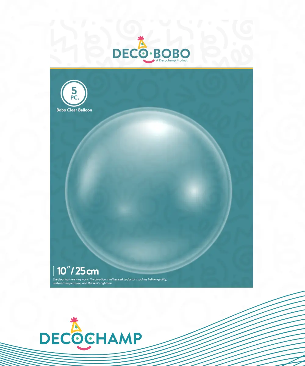 Decobobo DECOCHAMP 10" Clear Bubble Balloon Pack of 5 Perfect for Parties and Events 25 cm