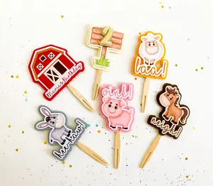 Set of 12 - 3D Farm Cupcake Toppers, Animals farm Party, Farm birthday decoration, Cupcake topper decoration