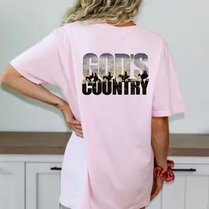 God's Country Unisex Garment-Dyed T-shirt Casual Tee Country Music Shirt Nature Lover Gift Western Style Apparel Comfort Colors Long Sleeve Crew Neck Fitted Top Women's Wear Summer Streetwear