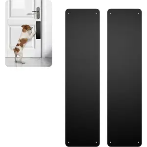 2 count Door Scratch Protector & Kick Plate for Bottom of Door - 4x16 Inch Stainless Steel,  Scratch Door Protector &  Scratch Protection, Tool-Free Peel and Stick for Interior/Exterior Doors Black