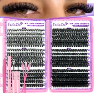 Lash Glue Set, Large Capacity Lash Book, Individual Cluster Lash, DIY Various Styles, 0.07mm Eyelash Thickness, Non-Flammable Liquid, No Ca Prop 65