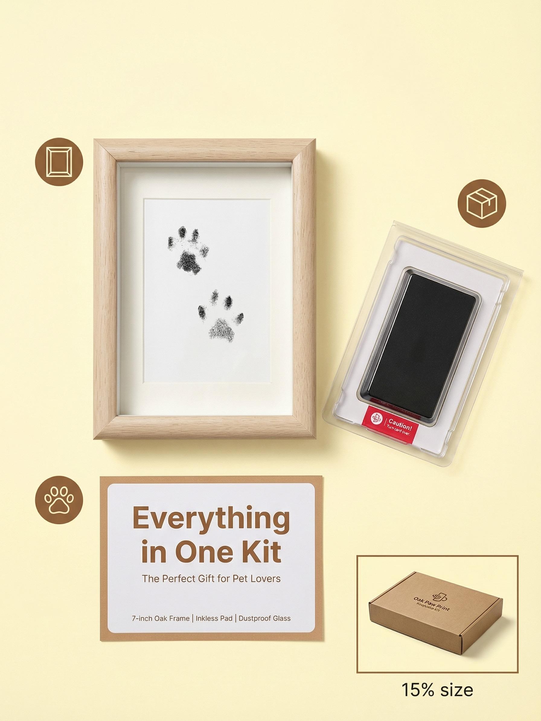Treat Yo' Pet Paw Print Kit,2-Pcs Ink Pads + 1 Photo Frame,Mess-Free Paw Print Stamp Pad for Dogs & Cats, Clean Touch Ink Pad, Dog Nose Print Kit, Keepsake Gift For Pet Dogs And Cats, Memorial Gift For Pets, Pet Memorials, Dog Stuff