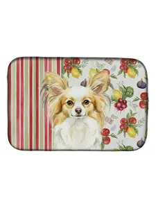 Carolines Treasures WDK8342DDM 21 x 14 in. Lemon & White Papillon Vegetables Dish Drying Mat