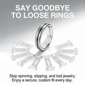 Invisible Ring Size Adjuster, Adjustable, Fits Loose Rings, 10 Pieces, All Sizes, Comfortable and Clear, Perfect for Any Ring