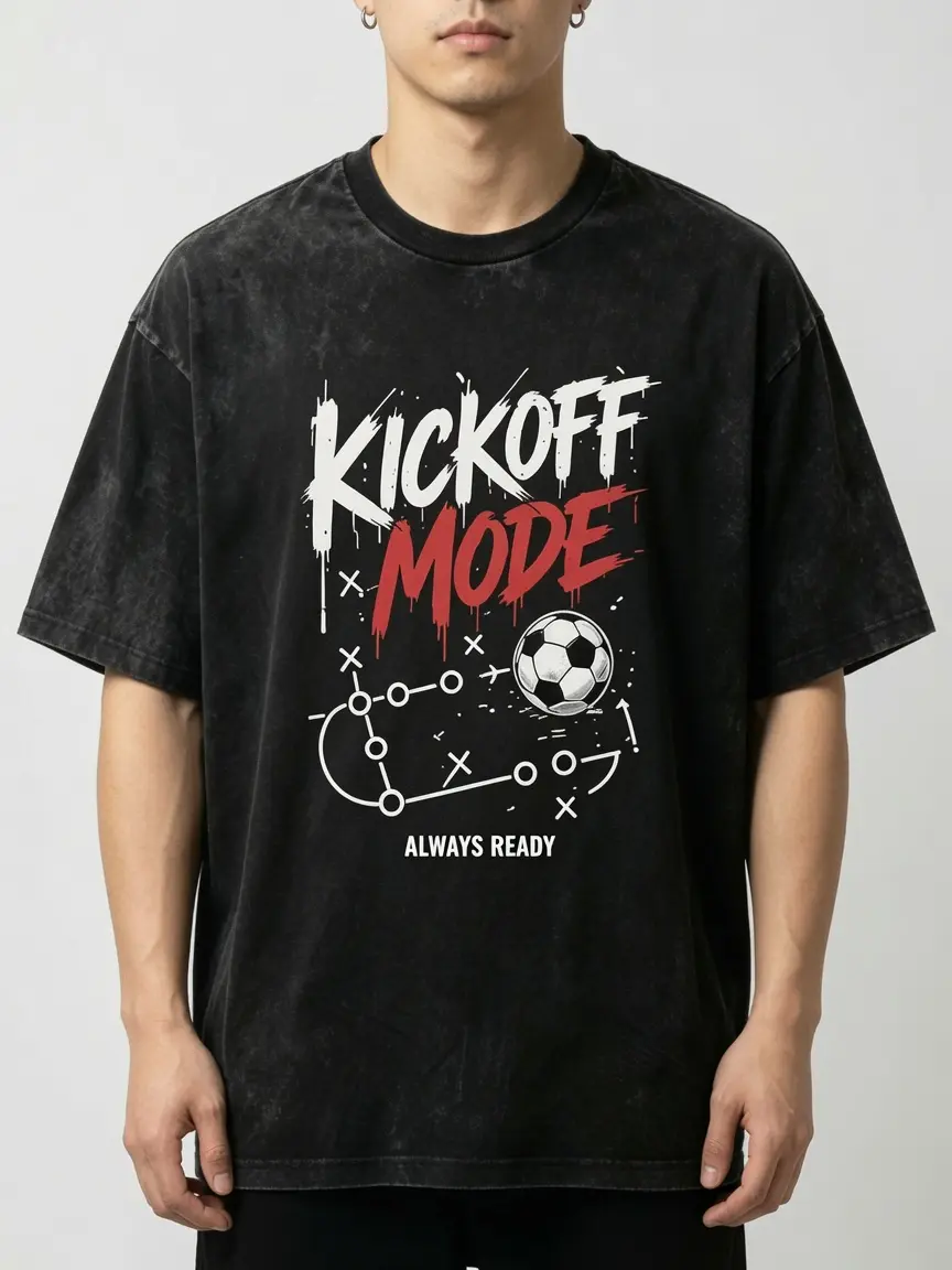 Kickoff Mode Soccer Graphic Tee | Funny Soccer Tactics Strategy T-Shirt | Premium Cotton Game Day Shirt for Coaches & Fans | Unique Football Playmaker Streetwear | Always Ready Sporty Black Tee Summer outdoorfun,Soccer Victory Shirt,Fashion Men Clothes