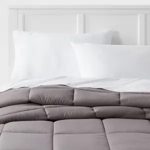 Full/Queen Down Alternative Washed Microfiber Reversible Comforter Dark Gray - Room Essentials