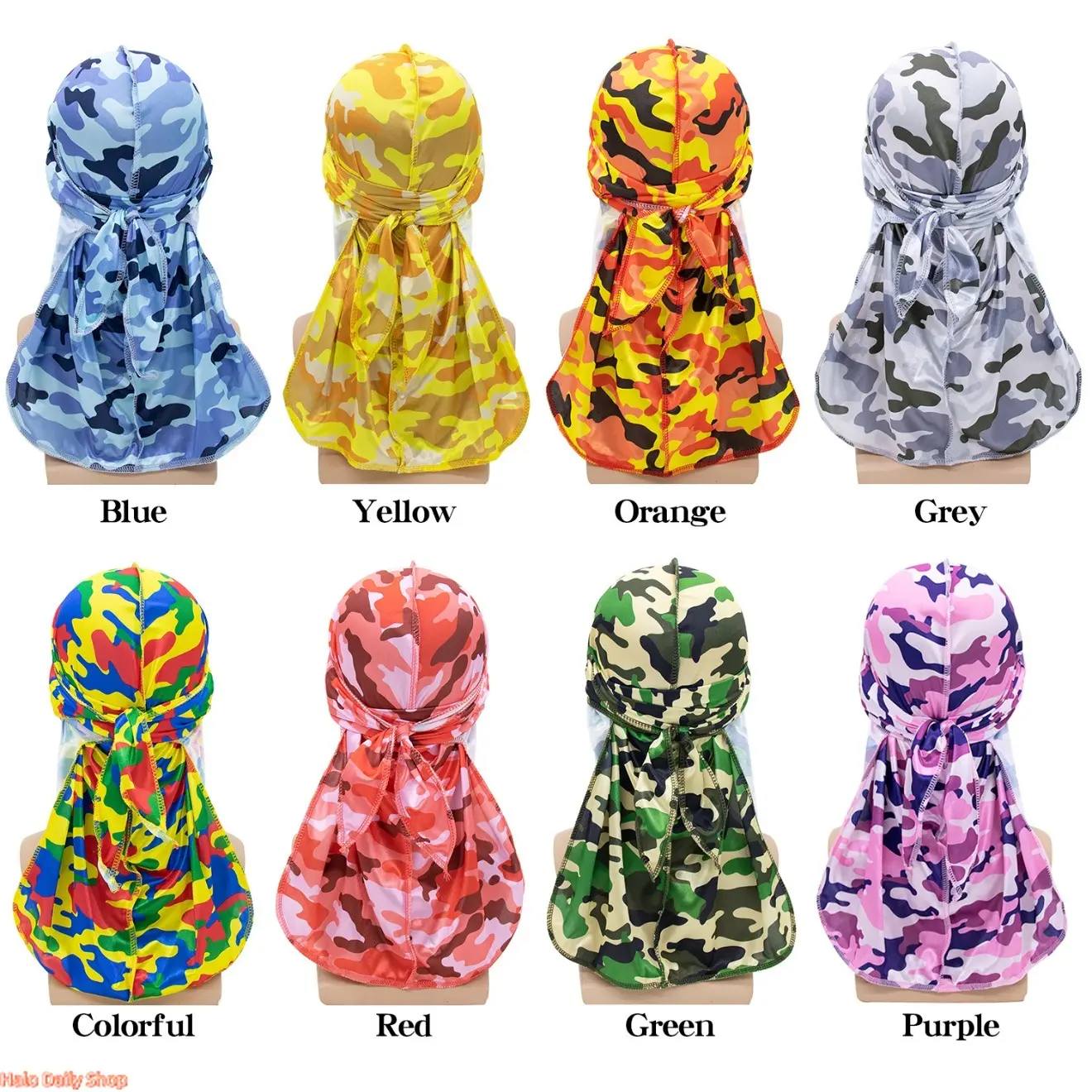2026 new camouflage printed long-tailed pirate hat, high-quality hair care headgear, Headgear Hats, Pirate-Inspired Hats