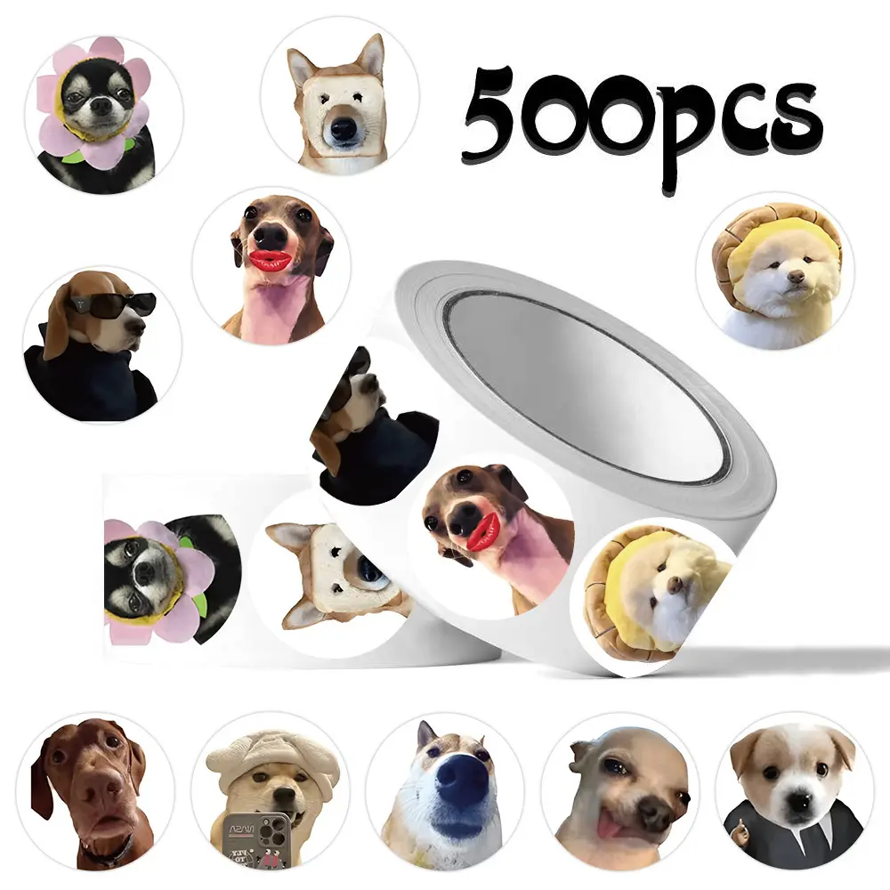 500pcs Funny Dog Roll Stickers Series, Sealing Stickers for Cups, Laptops, Luggage and Notebooks, DIY Decorative Stickers, Ideal for Birthday Gifts, Decoration Sticker, Sticker Set