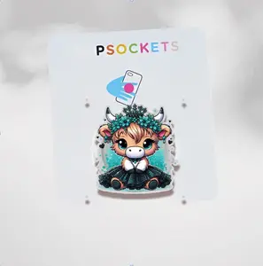 Cute Blue Cow Phone Grip MagSafe, Cow Print Flower Phone Stand, Cute Snarky Bougie Western Cap Country Cow, Cute Animal Phone Holder, Cow Lover Clipart, Sparkly Phone Accessory