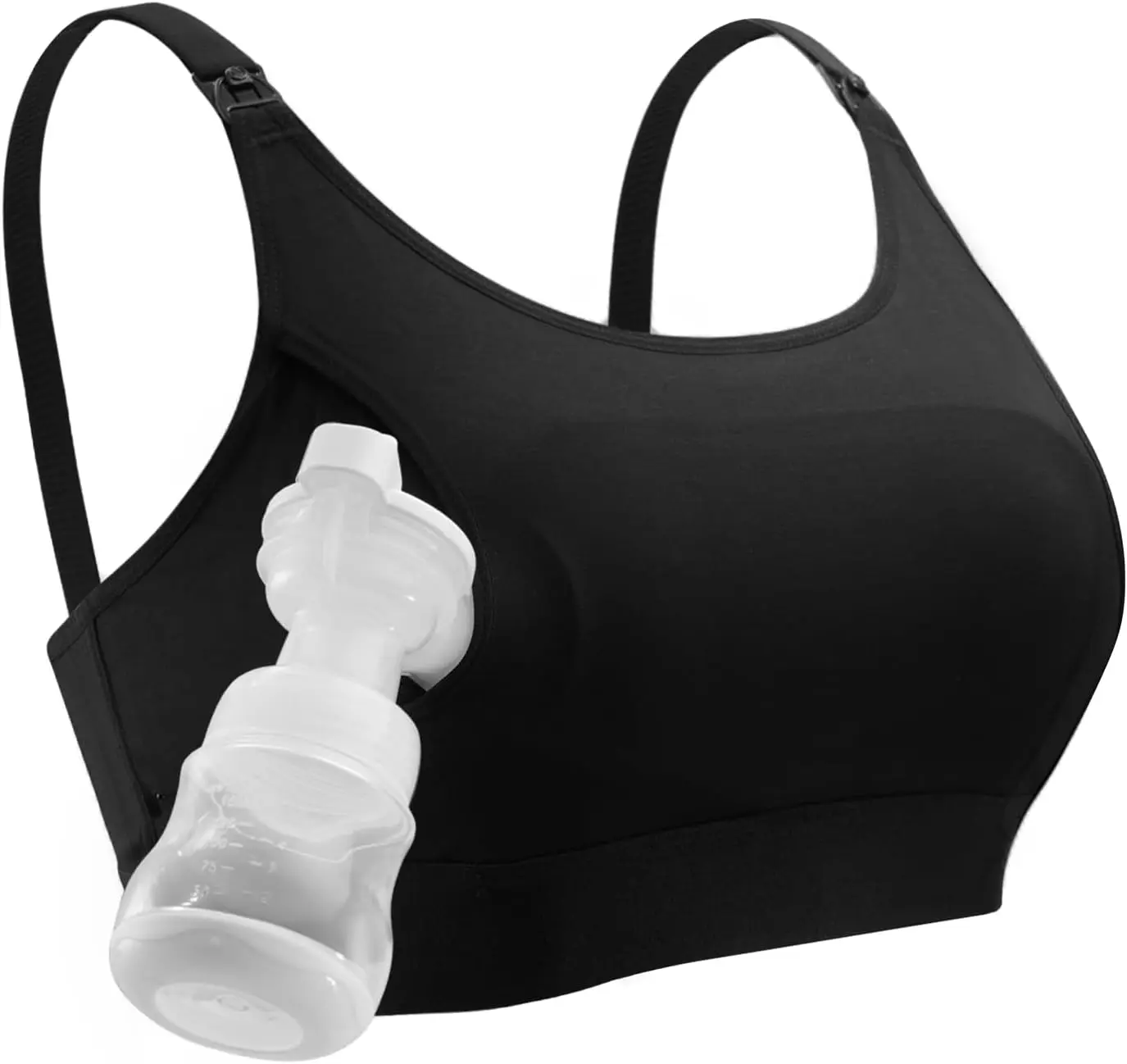 Momcozy Hands-Free Pumping Nursing Bra - Adjustable Breast Pumps Hold, Opaque Fabric 2-in-1 Maternity Underwear