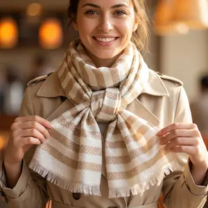Striped Scarf — Spring/Summer; stylish, warm, comfortable, skin-friendly neck scarf/shawl