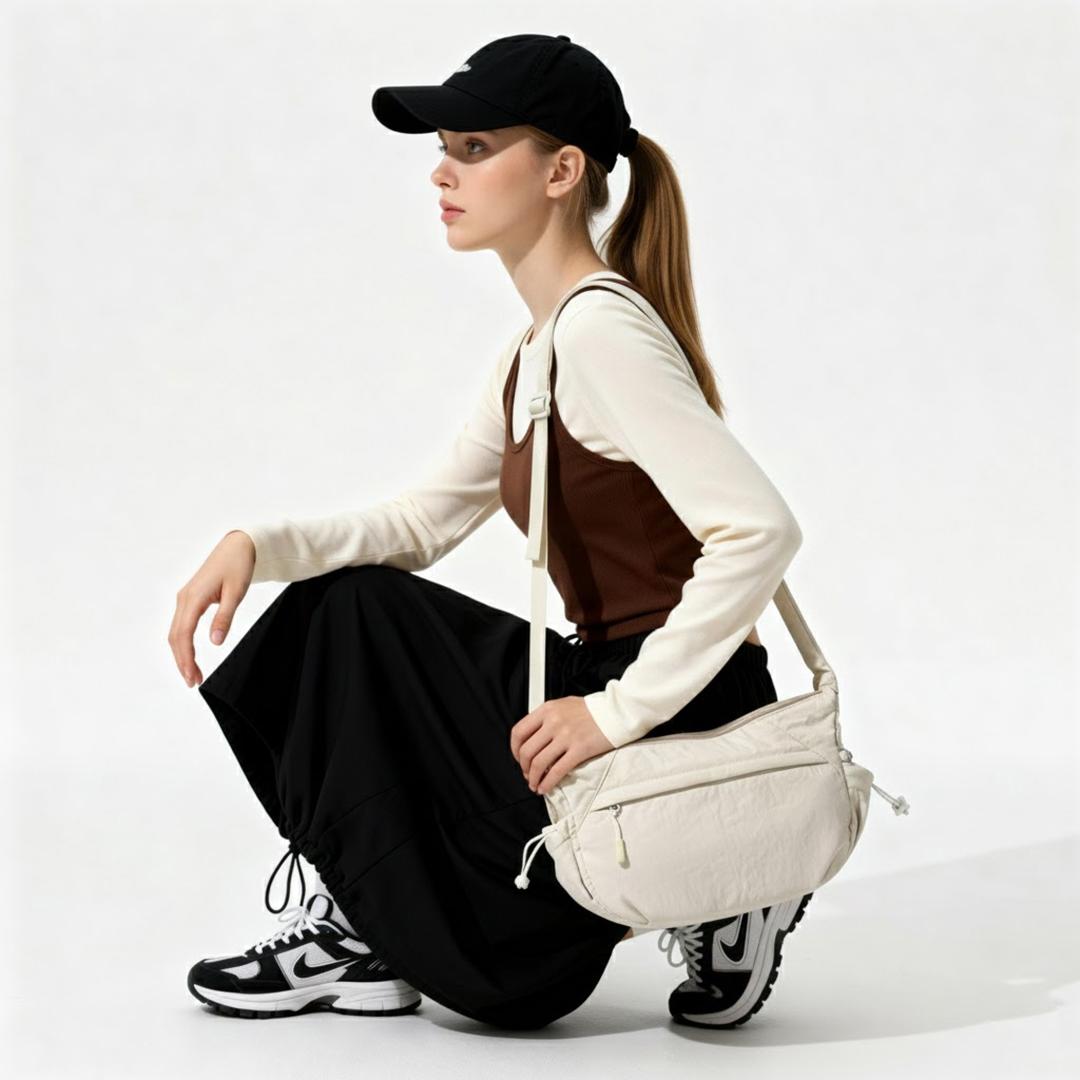 Lightweight Nylon Crossbody & Handheld Bag - Spacious, Multi-Pocket for Daily Commute