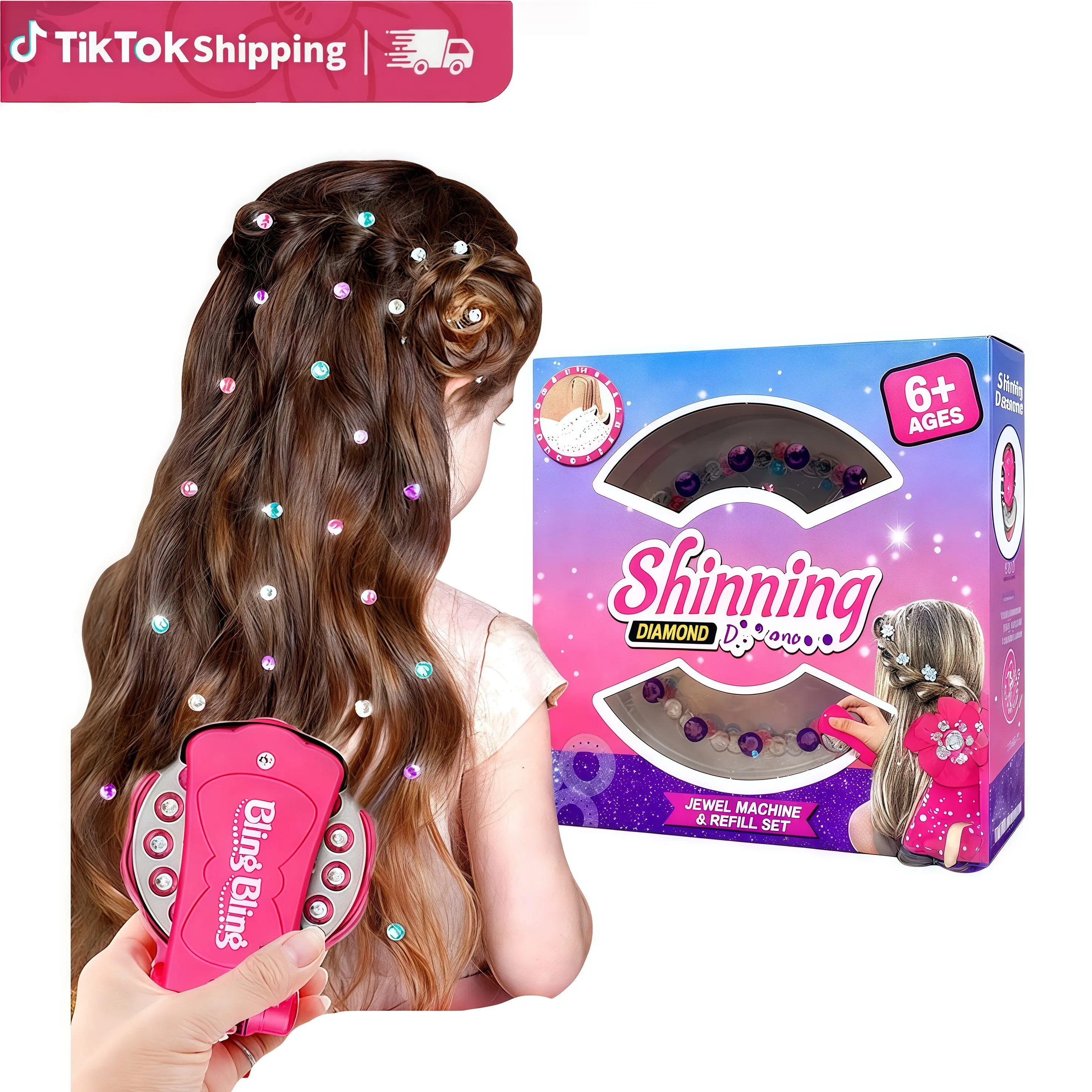 180-Piece Hair Gem Refill Pack, Sparkling Rhinestone Gems and Gemstone Jewels for Luxurious, Heatless Styling, Stamper Accessory for Girls, Haircare, Single Item, Stamper Kit