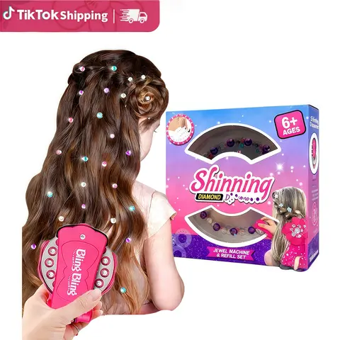 Hair Gem Refill Pack, 180-Piece Glitter Rhinestone Gemstones for Luxurious, Heatless Styling - Haircare Stamper Accessory for Girls, Glamour Boost, Stamper Kit, Single Item, Youth, Glamor Boost, Hair Diamonds, Luxurious Look