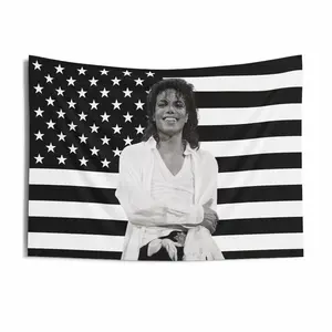 Michael Jackson Black & White American Flag Tapestry |   MJ Portrait Wall Tapestry