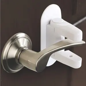 Door Handle Lock Door Hardware Easy Installation No Damaging Adhesive Multi-Functional PVC Safety Device, Childproof Safety Locks for Doors, Matte Finish Home Security