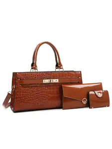 Elegant Alligator Print Tote Bag Set, Vintage PU Leather Shoulder Bags, Adjustable Strap, Waterproof, Ideal Gift for Women