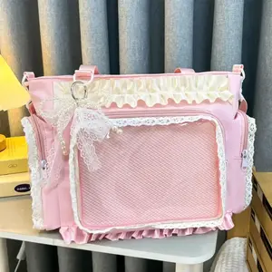 Gothic Lolita Clear Ita Tote | Ruffled Shoulder Bag for Cosplay & Daily Use