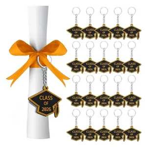 20 Pieces Class of 2026 Graduation Keychains Rubber Key Chains Grad Cap