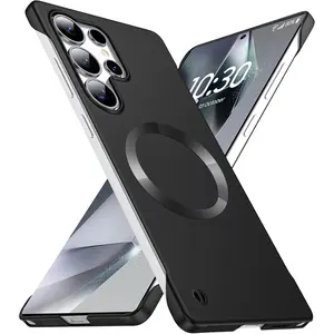 magnetic attraction Ultra-Thin Half-Frame Phone Case, Cover for Samsung Galaxy S26 S25 Ultra, S25 Edge, S25 Plus, S25, S24 Ultra, S24 Plus, S24, S23, Featuring a Micro-Matte Finish, Anti-Fingerprint Properties, And a Sequin CD Design