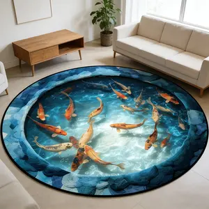 3D Realistic Landscape Round Carpet, Immersive Natural Scenery Living Room Sofa Mat, Bedroom Bedside Decorative Rug, High-Definition Anti-Slip, Home Decor Rug