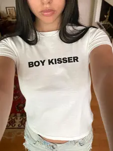 Boy Kisser Baby Tee Funny Pride Shirt Trendy Shirt Custom LGQ T Shirt Gifts For Her Lesbian Femme Shirt Bisexual Gay Top Twink Shirt