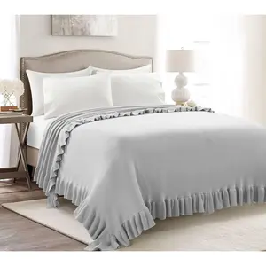 Lush Decor Reyna Soft Knitted Ruffle Blanket/Coverlet